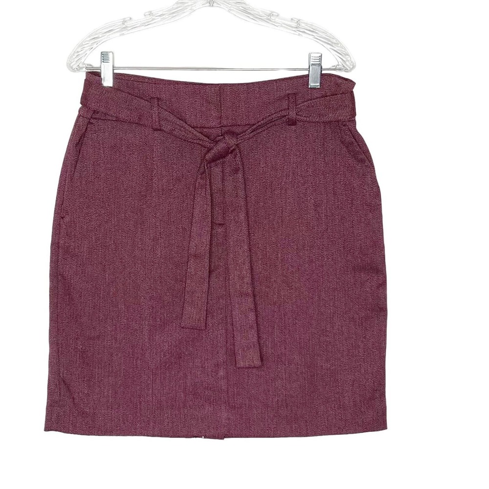 Women's Belted Pencil Skirt - Plum